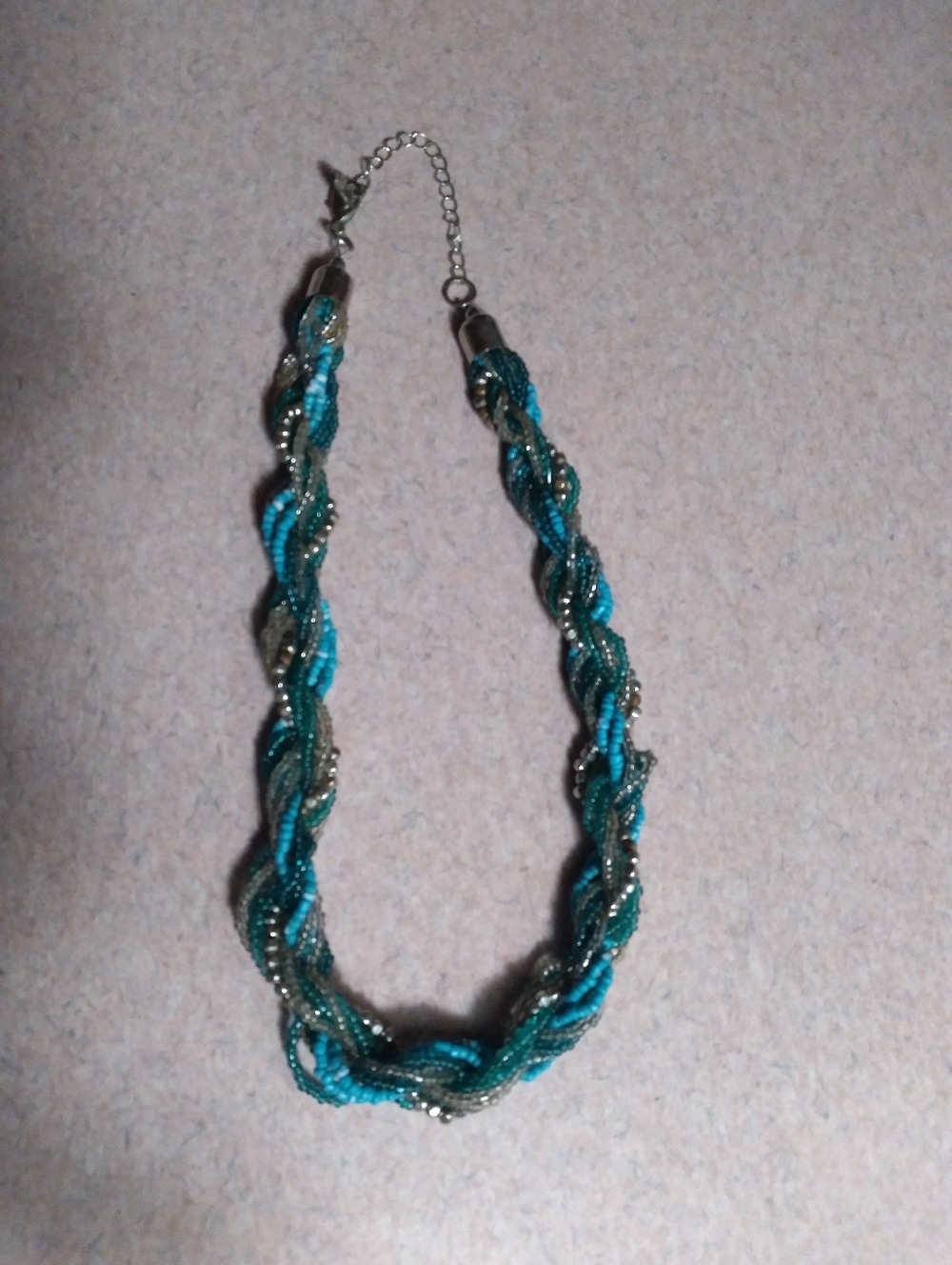 Flame Brand Turquoise & Silver Beaded Necklace